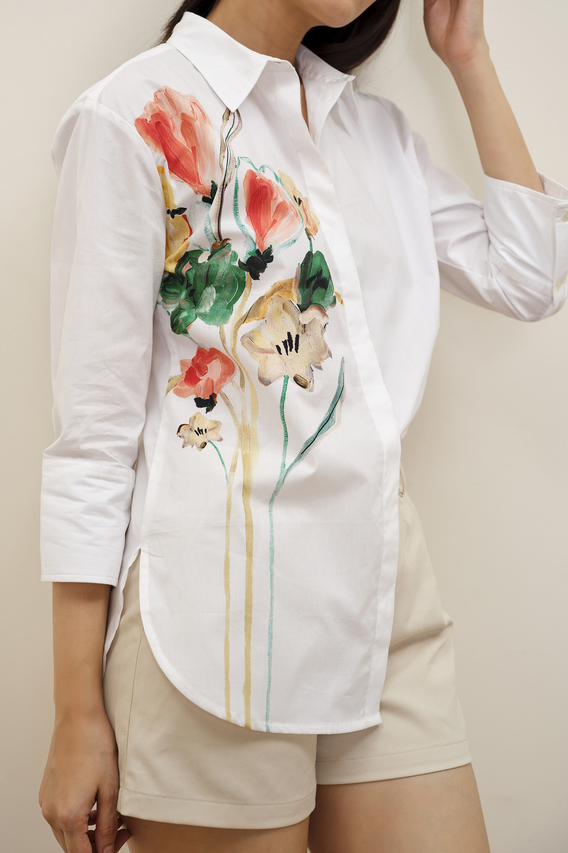 Leona Printed White Shirt, White, image 4